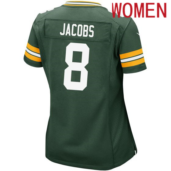 Women Green Bay Packers 8 Josh Jacobs Nike green Home Game 2024 NFL Jersey